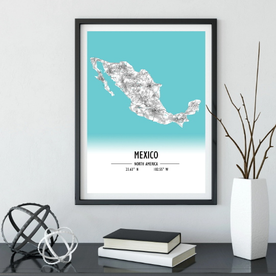 Map poster Mexico / Mexico Map Print / Mexico Map Wall Art / Mexico Décor / Mexico Decoration / Mexico Gift / Anniversary Wedding Gift