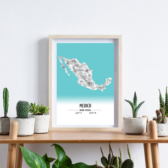 Map poster Mexico / Mexico Map Print / Mexico Map Wall Art / Mexico Décor / Mexico Decoration / Mexico Gift / Anniversary Wedding Gift