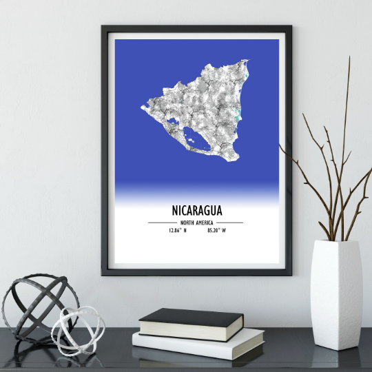 Map Poster Nicaragua / Nicaragua Map Print / Nicaragua Map Wall Art / Nicaragua Décor / Nicaragua Decoration / Nicaragua Gift / Wedding Gift