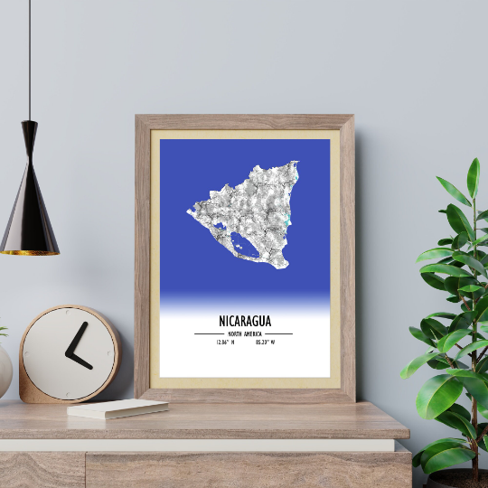 Map Poster Nicaragua / Nicaragua Map Print / Nicaragua Map Wall Art / Nicaragua Décor / Nicaragua Decoration / Nicaragua Gift / Wedding Gift