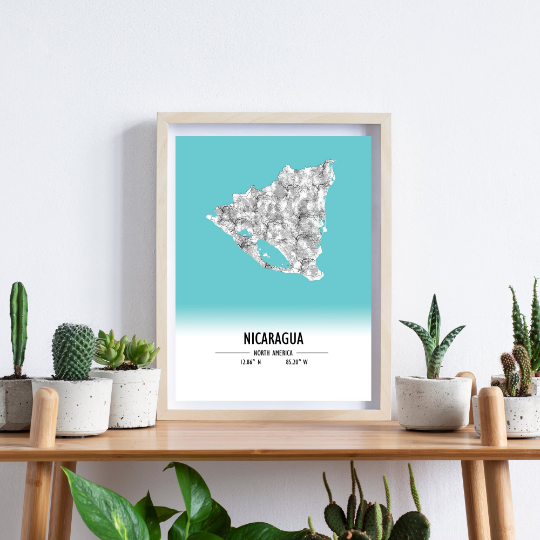 Map Poster Nicaragua / Nicaragua Map Print / Nicaragua Map Wall Art / Nicaragua Décor / Nicaragua Decoration / Nicaragua Gift / Wedding Gift