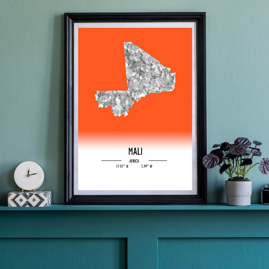 Map Poster Mali / Mali Map Print / Mali Map Wall Art / Mali Décor / Mali Decoration / Mali Gift / Anniversary Wedding Gift