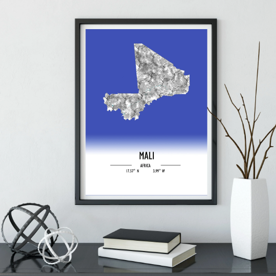 Map Poster Mali / Mali Map Print / Mali Map Wall Art / Mali Décor / Mali Decoration / Mali Gift / Anniversary Wedding Gift