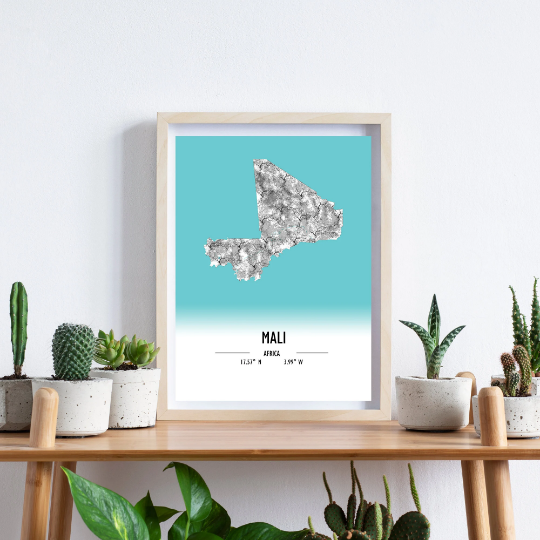 Map Poster Mali / Mali Map Print / Mali Map Wall Art / Mali Décor / Mali Decoration / Mali Gift / Anniversary Wedding Gift