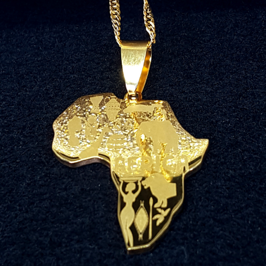 Necklaces For Women & Men Africa Culture Necklace -18k Gold Plated Africa Map Pendant Necklace -jewelry For Culture Map Shaped Necklace Gift