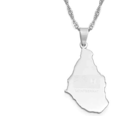 18k Gold Plated Montserrat Map Necklace