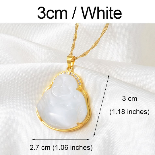 18K Gold Plated Buddha Charm Necklace / Clear Buddha Pendant / Buddhist Necklace / Buddha Jewelry / Guanyin Necklace / Buddha Amulet