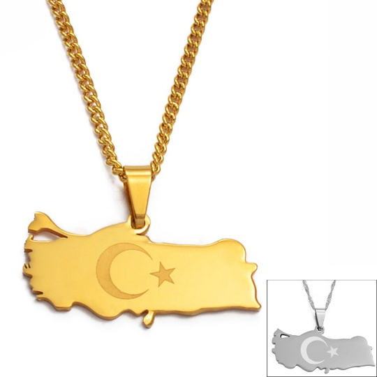 18K Gold Plated Turkey Map Necklace