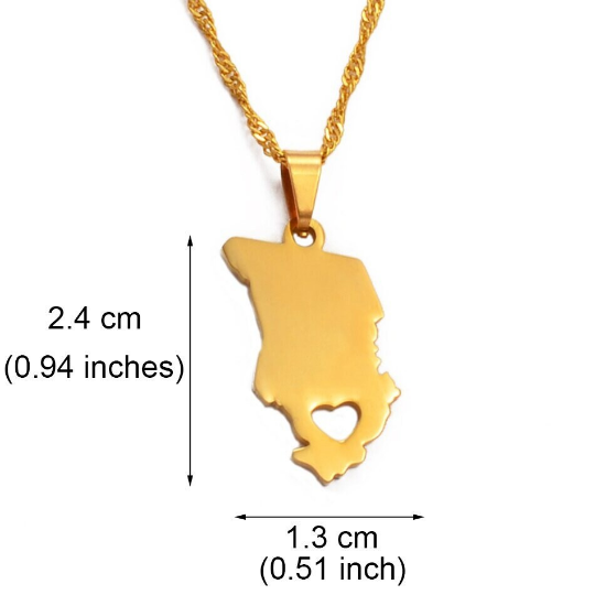 18k Gold Plated Chad Map Necklace, Chad Necklace, Chad Flag, Chad Jewelry, Chad Pendant, Chad Gifts, Chad Earrings, Chad Tshirt