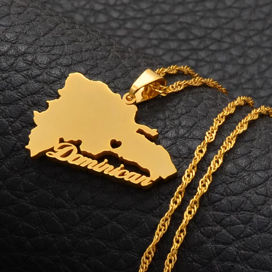 18K Gold Plated Dominican Republic Map Necklace