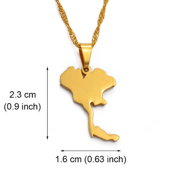 18k Gold Plated Thailand Map Necklace