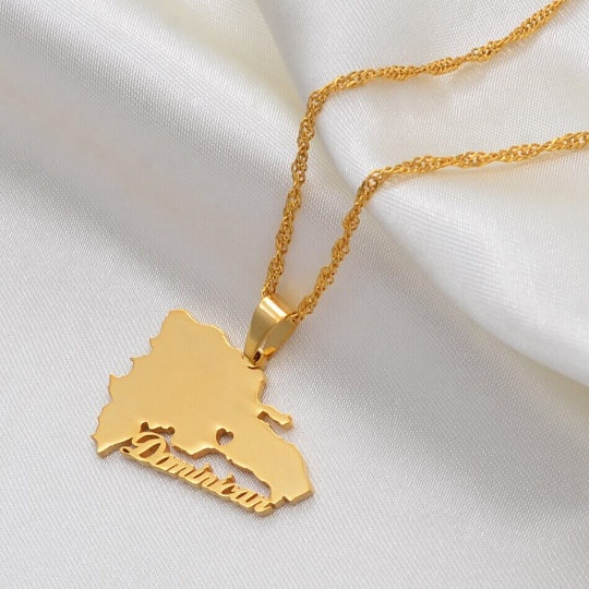 18K Gold Plated Dominican Republic Map Necklace