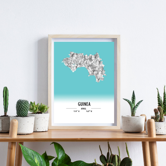 Map Poster Guinea / Guinea Map Print / Guinea Map Wall Art / Guinea Décor / Guinea Decoration / Guinea Gift / Anniversary Wedding Gift