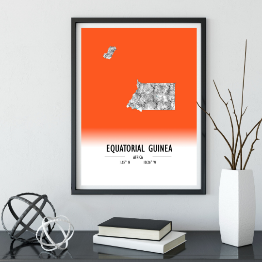 Map Poster Equatorial Guinea / Equatorial Guinea Map Print / Equatorial Guinea Map Wall Art / Equatorial Guinea Décor