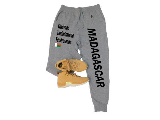 Madagascar Sweatpants / Madagascar Shirt / Madagascar Sweat Pants Map / Madagascar Jersey / Grey Sweatpants / Black Sweatpants