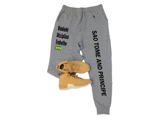 Sao Tome And Principe Sweatpants / Sao Tome And Principe Shirt / Sao Tome And Principe Sweat Pants Map / Grey Sweatpants / Black Sweatpants