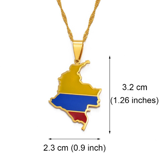 18K Gold Plated Colombia Flag Necklace, Flag Colombia Necklace, Colombian Bracelet, Colombian Jewelry, Colombian Gifts, Colombia Earrings