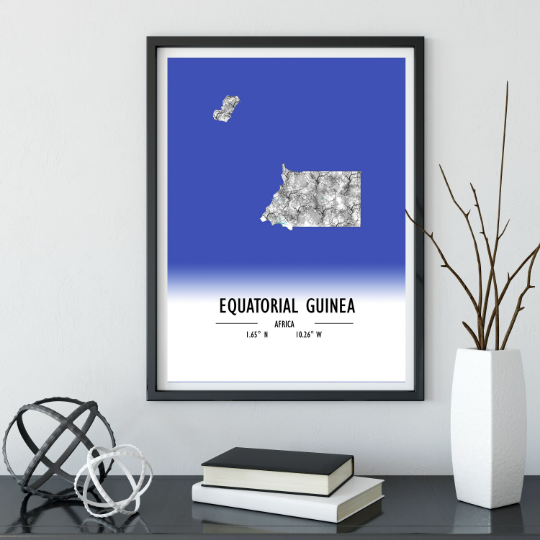 Map Poster Equatorial Guinea / Equatorial Guinea Map Print / Equatorial Guinea Map Wall Art / Equatorial Guinea Décor