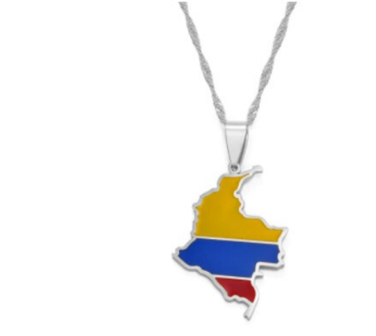 18K Gold Plated Colombia Flag Necklace, Flag Colombia Necklace, Colombian Bracelet, Colombian Jewelry, Colombian Gifts, Colombia Earrings