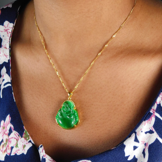 18K Gold Plated Buddha Charm Necklace / Clear Buddha Pendant / Buddhist Necklace / Buddha Jewelry / Guanyin Necklace / Buddha Amulet