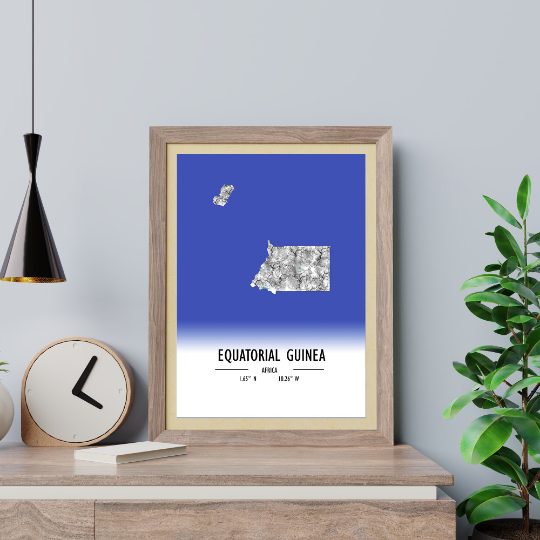 Map Poster Equatorial Guinea / Equatorial Guinea Map Print / Equatorial Guinea Map Wall Art / Equatorial Guinea Décor