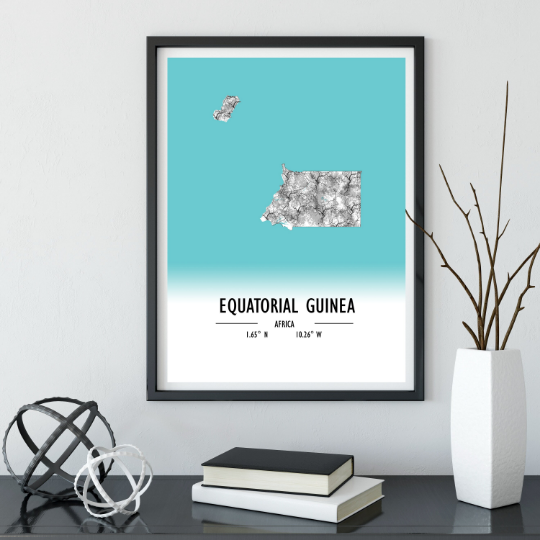 Map Poster Equatorial Guinea / Equatorial Guinea Map Print / Equatorial Guinea Map Wall Art / Equatorial Guinea Décor