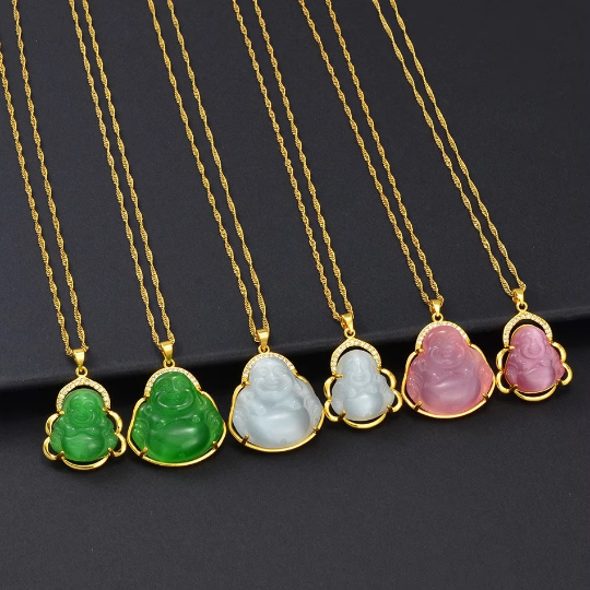 18K Gold Plated Buddha Charm Necklace / Clear Buddha Pendant / Buddhist Necklace / Buddha Jewelry / Guanyin Necklace / Buddha Amulet