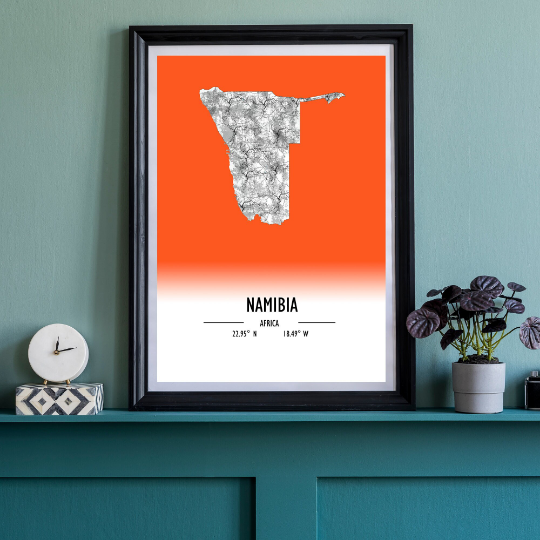 Map Poster Namibia / Namibia Map Print / Namibia Map Wall Art / Namibia Décor / Namibia Decoration / Namibia Gift / Anniversary Wedding Gift