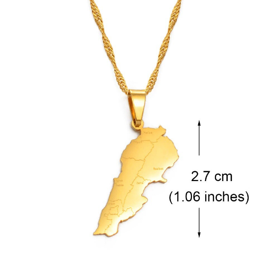 18k Gold Plated Lebanon Necklace / Lebanon Jewelry / Lebanon Necklace / Lebanon Map Lebanon Gift