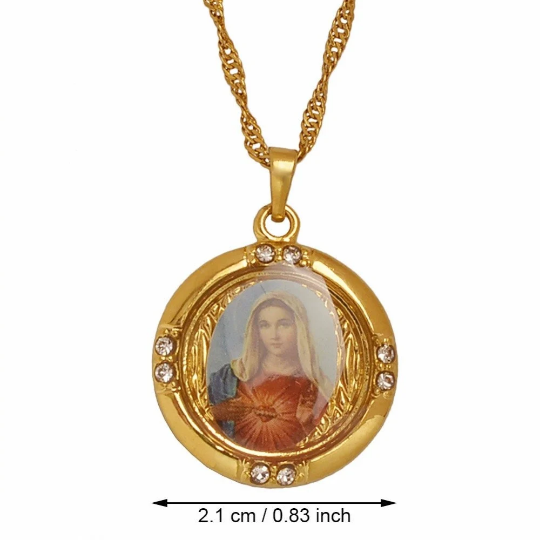 18K Gold Plated Virgin Mary Necklace / Gold Plated Religious Necklace / Christian Necklace / Baptism Jewelry / Virgin Mary Gift