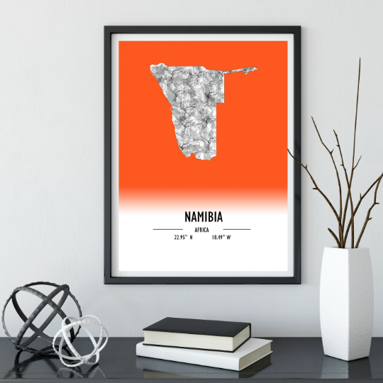 Map Poster Namibia / Namibia Map Print / Namibia Map Wall Art / Namibia Décor / Namibia Decoration / Namibia Gift / Anniversary Wedding Gift