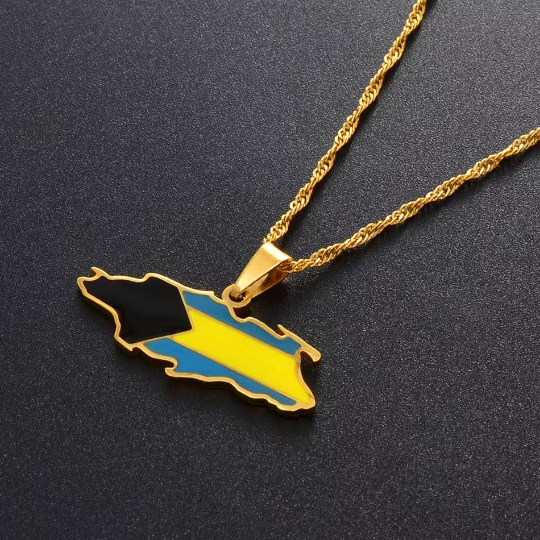 18K Gold Plated Nassau Bahamas Map Necklace
