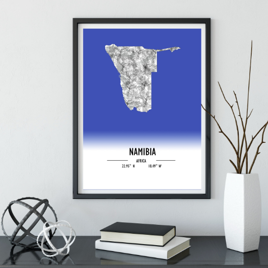 Map Poster Namibia / Namibia Map Print / Namibia Map Wall Art / Namibia Décor / Namibia Decoration / Namibia Gift / Anniversary Wedding Gift