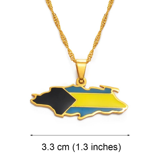 18K Gold Plated Nassau Bahamas Map Necklace