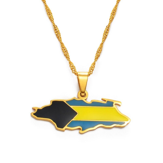 18K Gold Plated Nassau Bahamas Map Necklace