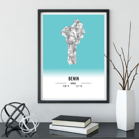 Map Poster Benin / Benin Map Print / Benin Map Wall Art / Benin Décor / Benin Decoration / Benin Gift / Anniversary Wedding Gift