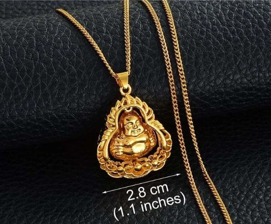18K Gold Plated Fat Buddha Charm Necklace / Clear Buddha Pendant / Buddhist Necklace / Buddha Jewelry / Guanyin Necklace / Buddha Amulet