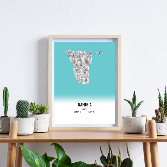 Map Poster Namibia / Namibia Map Print / Namibia Map Wall Art / Namibia Décor / Namibia Decoration / Namibia Gift / Anniversary Wedding Gift