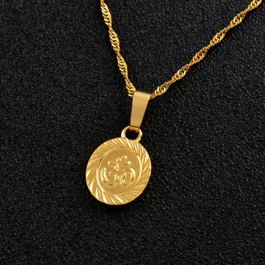 18K Gold Plated Om Pendant Necklace / Hindu Pendant / Yoga Meditation Jewelry / Spiritual Necklace