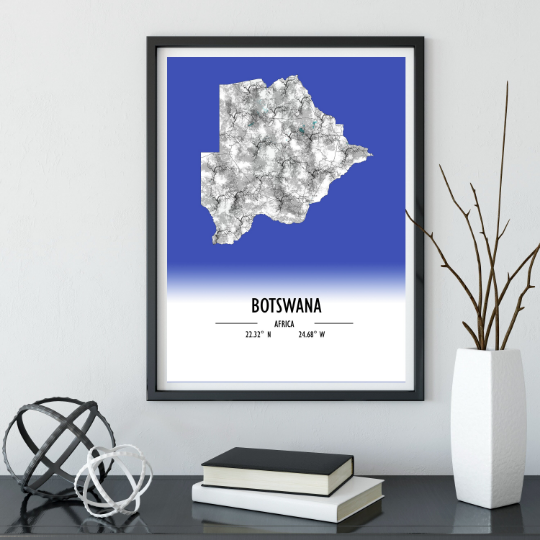 Map Poster Botswana / Botswana Map Print / Botswana Map Wall Art / Botswana Décor / Botswana Decoration / Botswana Gift / Wedding Gift