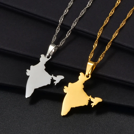 18K Gold Plated India Map Necklace