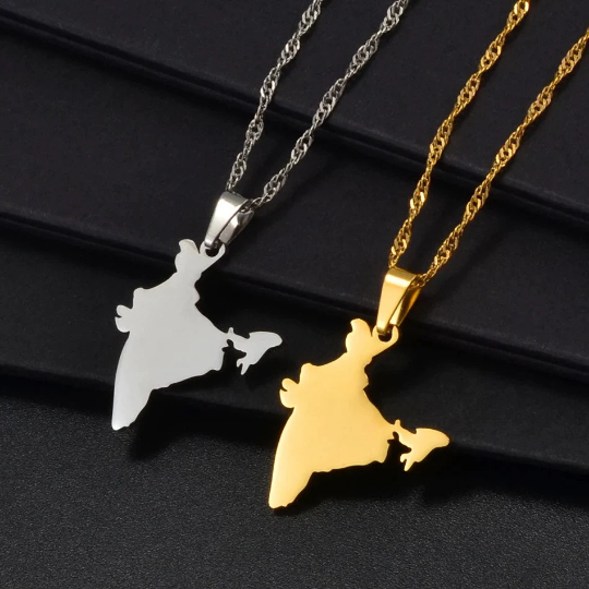 18K Gold Plated India Map Necklace, India Coin Necklace, India T-shirt, India Ring, India Bracelet Jewelry, India Keychain, India Flag