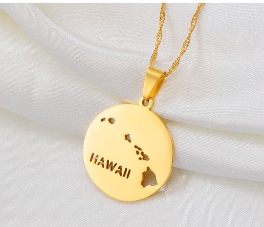 18k Gold Plated Hawaii Necklace - Hawaii Map Necklace - Hawaii Necklace - Hawaii Pride - Hawaii Jewelry - Hawaii Pendant - Hawaii Gifts