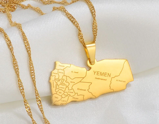 Yemen 18K Gold Plated Necklace / Yemen Jewelry / Yemen Pendant / Yemen Gift