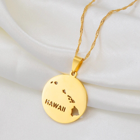 18k Gold Plated Hawaii Necklace - Hawaii Map Necklace - Hawaii Necklace - Hawaii Pride - Hawaii Jewelry - Hawaii Pendant - Hawaii Gifts