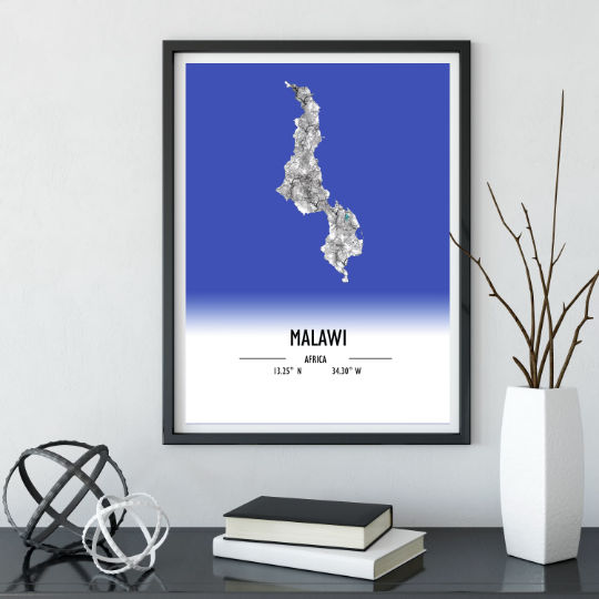 Map Poster Malawi / Malawi Map Print / Malawi Map Wall Art / Malawi Décor / Malawi Decoration / Malawi Gift / Anniversary Wedding Gift