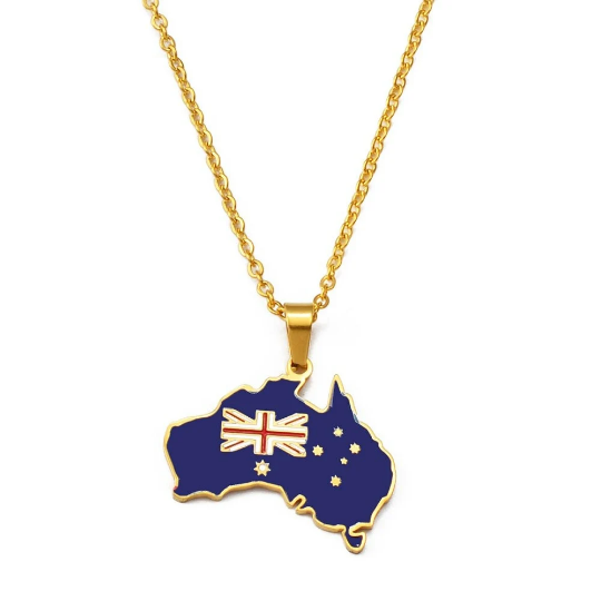 Australia 18K Gold Plated Necklace / Australia Jewelry / Australia Pendant / Australia Gift