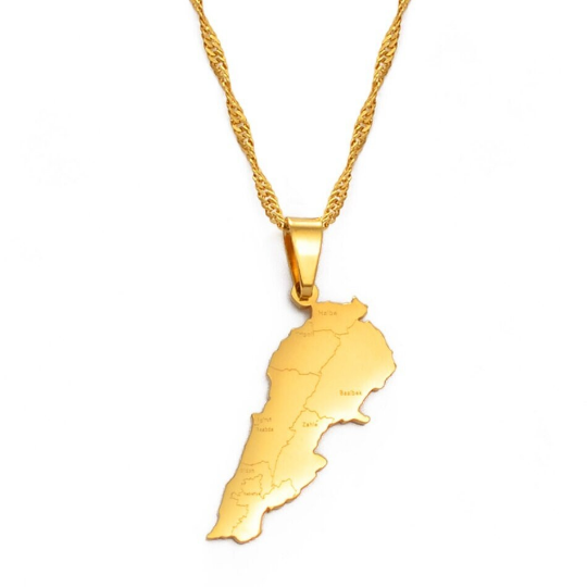 18k Gold Plated Lebanon Necklace / Lebanon Jewelry / Lebanon Necklace / Lebanon Map Lebanon Gift