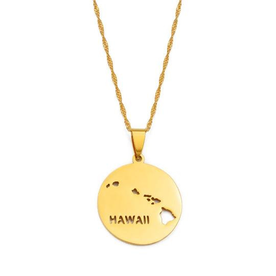 18k Gold Plated Hawaii Necklace - Hawaii Map Necklace - Hawaii Necklace - Hawaii Pride - Hawaii Jewelry - Hawaii Pendant - Hawaii Gifts