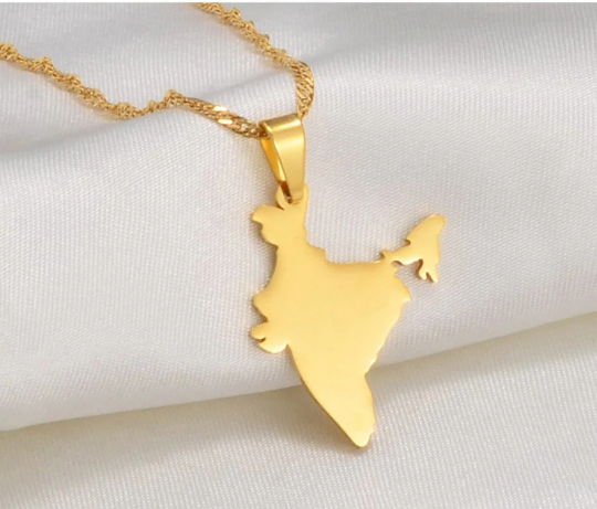 18K Gold Plated India Map Necklace